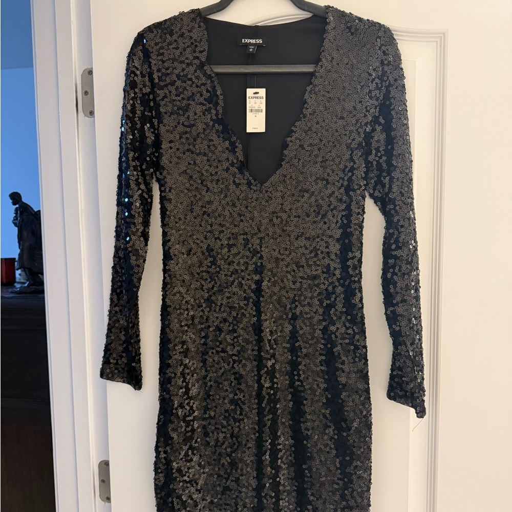 Express black dress sequin